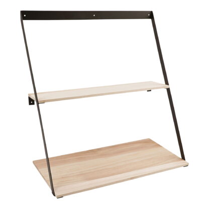 Bern Wandregal - Wandregal, Stahl, Kiefernholz 50x21x52 cm