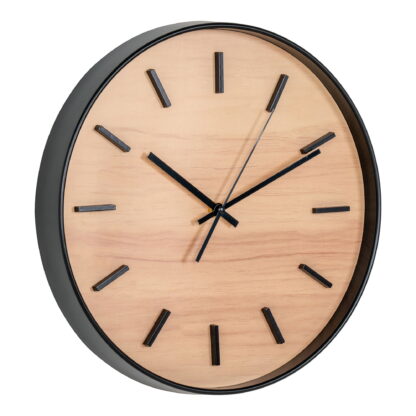 Camden Wall Clock – Wanduhr, schwarz/natur, geräuschloses Uhrwerk ø35 cm – Bild 2