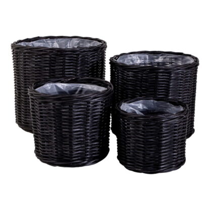 Bogor Baskets – Körbe, Kubu-Rattan, schwarz, 4er-Set