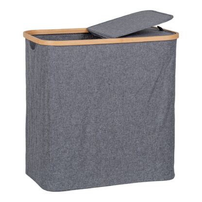 Noto Wäschekorb – Wäschekorb, Bambus/Textil, dunkelgrau, 54 x 33 x 54 cm