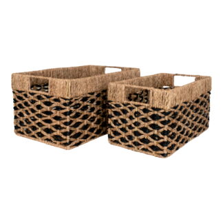 Salar Baskets - Körbe, Seegras, schwarz/natur, 2er-Set