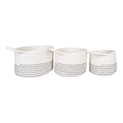 Algar Baskets - Körbe, Baumwolle, weiß/grau, 3er-Set