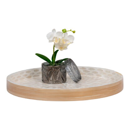 Tablett - <p>Tablett, Bambus/Capiz, Beige, 40x40x3,5 cm</p> – Bild 2