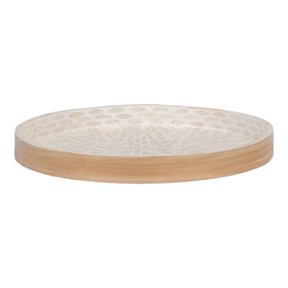 Tablett - <p>Tablett, Bambus/Capiz, Beige, 40x40x3,5 cm</p>