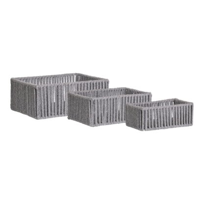 Arese Baskets - Körbe, Baumwolle/Metall, grau, 3er-Set