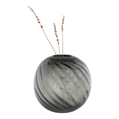 Vase - Vase, mundgeblasenes Glas, grau, ø20x19 cm – Bild 2