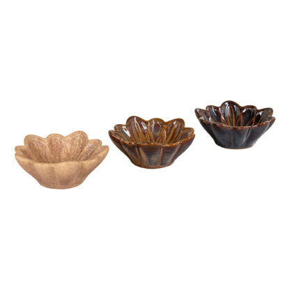 Schüssel - Schüssel, Keramik, Beige/Braun/Dunkelbraun, ø8,5x3,5 cm, 3er-Set – Bild 3