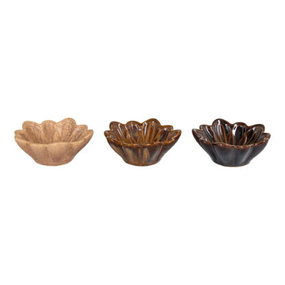 Schüssel - Schüssel, Keramik, Beige/Braun/Dunkelbraun, ø8,5x3,5 cm, 3er-Set