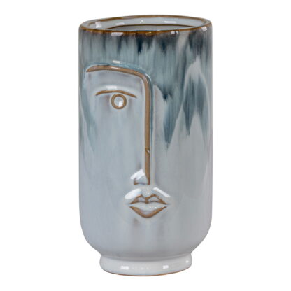 Vase - Vase, Keramik, blau, ø9x17 cm