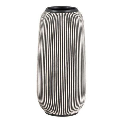 Vase - Vase, Keramik, schwarz/weiß, ø9,5x20 cm