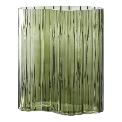 Vase - Vase, Glas, rauchgrün 21x12x26,5 cm