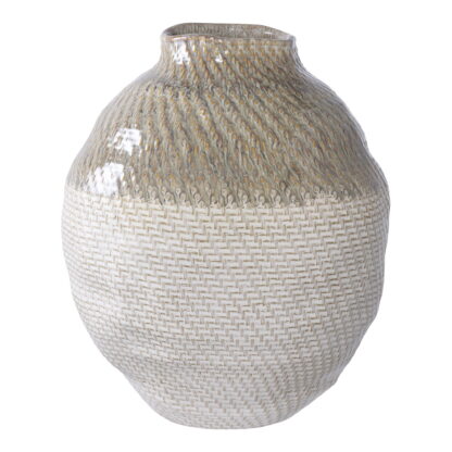 Vase - Vase, Keramik, weiß/grün ø26x30,5 cm
