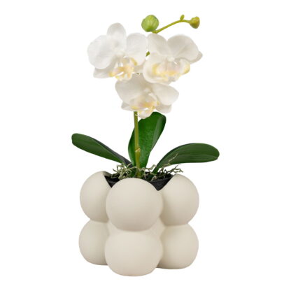 Blumentopf - Blumentopf, Keramik, grau, 9x9x8 cm – Bild 2