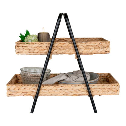 Alfaro Tablett – Tablett aus Wasserhyazinthe und Metall, natur/schwarz, 42 x 23 x 43,5 cm – Bild 5
