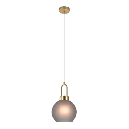 Luton Pendant - Pendelleuchte, mattes Rauchglas, messingfarbene Fassung, kugelförmig, Ø20 cm – Bild 2
