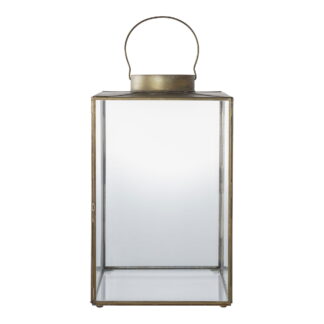 Mohali Laterne – Laterne, Metall/Glas, Antik-Messing-Optik