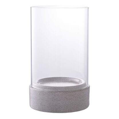 Hurricane-Kerzenhalter - Hurricane-Kerzenhalter, Keramik/Glas, grau 16x25,5 cm