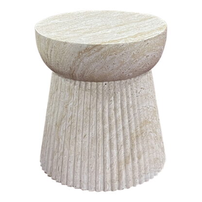 Bonn Beistelltisch – Beistelltisch, Fiberclay mit Rillendesign, natur ø37x43 cm