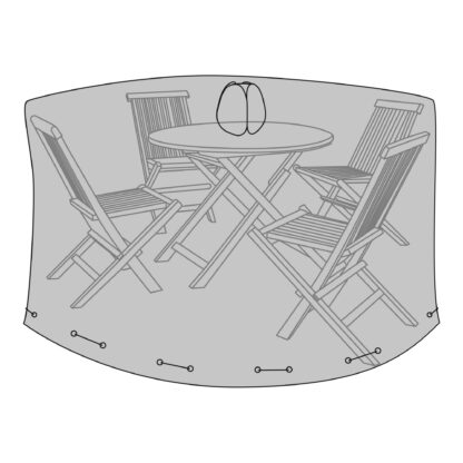 Luxusbezug – Luxusbezug für runden Tisch 180 cm mit 4 Stühlen, 210 g/m2 600D Polyester PU-beschichtet, wasserabweisend, schwarz – Bild 2