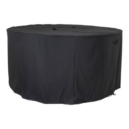 Luxusbezug – Luxusbezug für runden Tisch 180 cm mit 4 Stühlen, 210 g/m2 600D Polyester PU-beschichtet, wasserabweisend, schwarz