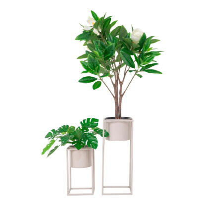 Marla Flowerpots - Blumentöpfe, Stahl, beigegrau, 2er-Set – Bild 3