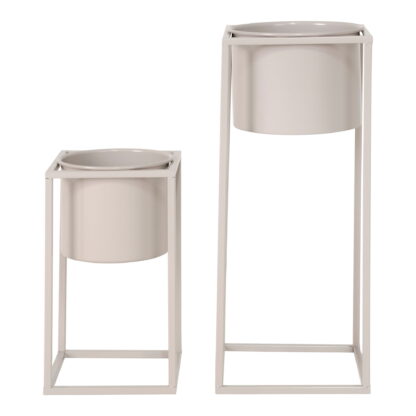 Marla Flowerpots - Blumentöpfe, Stahl, beigegrau, 2er-Set
