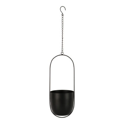 Celle Hängender Blumentopf - Hängender Blumentopf, Metall, schwarz, 15,5x14,5x37,5 cm