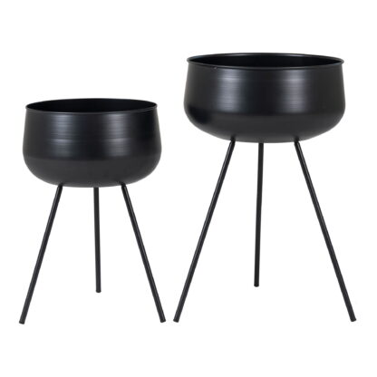 Ardola Flowerpots - Blumentöpfe, Stahl, schwarz, 2er-Set
