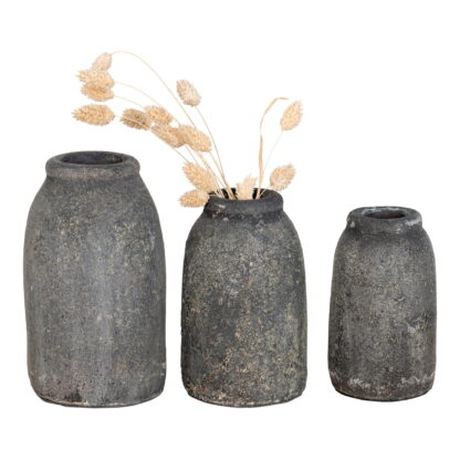 Velas Dekovasen – Dekovasen, Terrakotta, antik dunkelgrau, 3er-Set – Bild 2