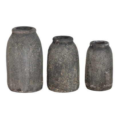 Velas Dekovasen – Dekovasen, Terrakotta, antik dunkelgrau, 3er-Set